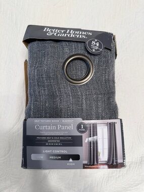 Better Homes And Gardens Gray Textured Woven Blackout Curtain Panel